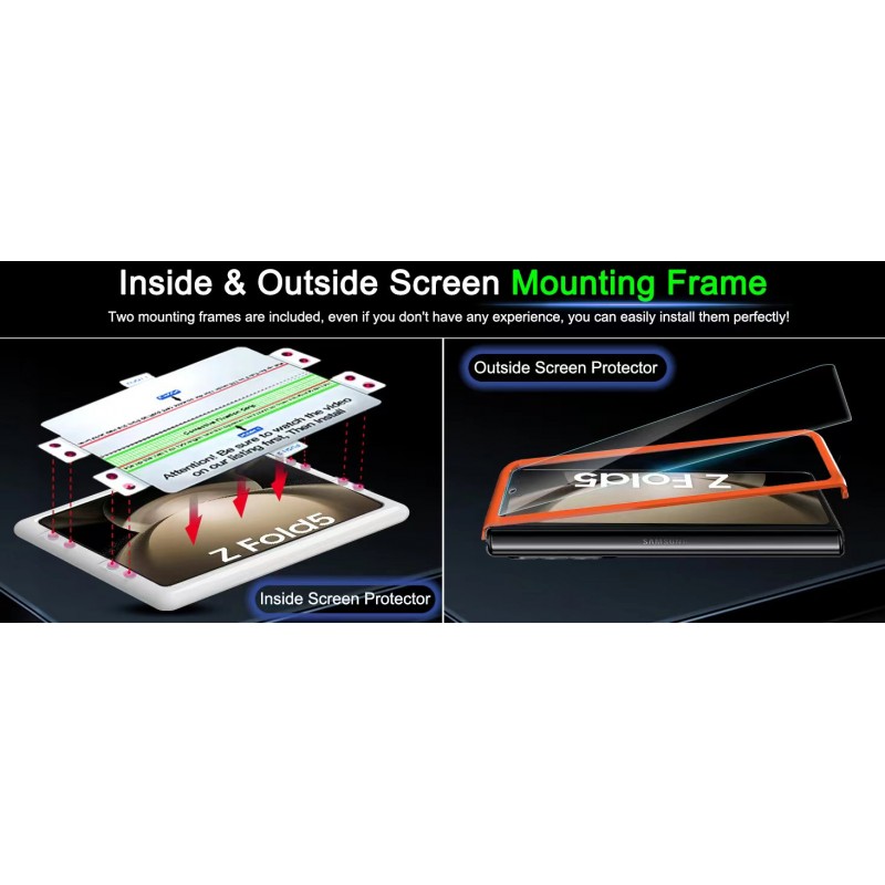 삼성 갤럭시 Z 폴드 5 화면 보호기용 IMBZBK 9 in 1 [내부 유연 필름 3팩 + 전면 강화 유리 3팩] 카메라 렌즈 보호 장치 액세서리 3팩 포함 장착 프레임 포함 기포 없음