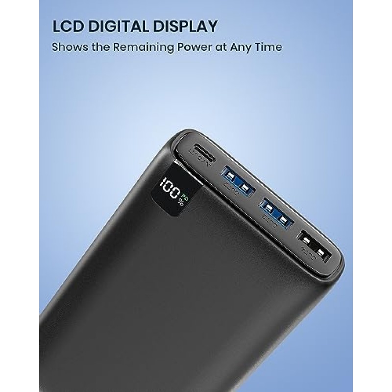 ADDTOP 전원 은행 26800mAh 휴대용 충전기, 22.5W 고속 충전 휴대용 전화 충전기 PD QC3.0 USB C 전화 태블릿용 LED 디스플레이가 있는 외부 배터리 팩