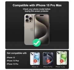 iPhone 15 Pro Max용 MAGIC JOHN 2팩 6.7인치 강화 유리 화면 보호기(휴대폰 스탠드 포함), 자동 먼지 제거 설치, 버블 프리, HD 투명, 간편한 설치