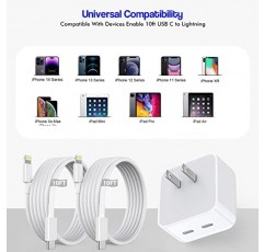 10FT iPhone 충전기 고속 충전, 40W USB C 고속 충전기 iPhone[Apple MFI 인증]2팩 10피트 TypeC-라이트닝 케이블 iPhone14/13/12/11/XS/XR/SE/iPad용 듀얼 포트 Apple 고속 충전기 전원 어댑터