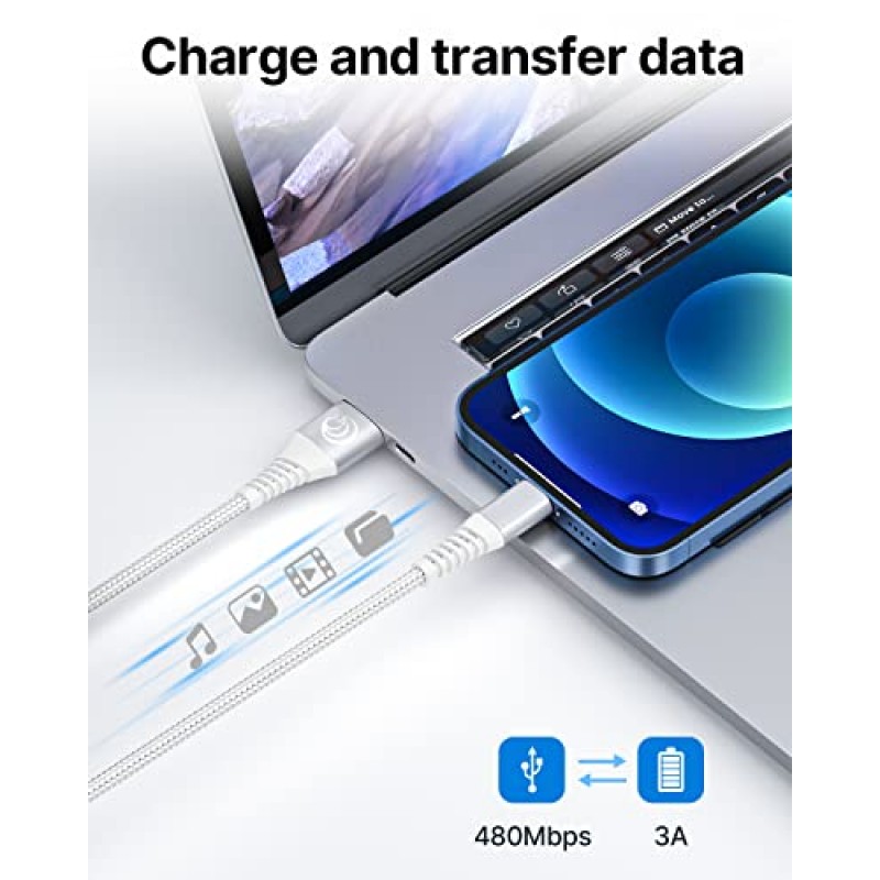 iPhone 충전기 [Apple MFi 인증] 2Pack 10FT 긴 번개 케이블 고속 충전 나일론 편조 USB 케이블 iPhone 충전기 코드 iPhone 14 13 12 11 Pro Max XR XS X 8 7 6 Plus SE, iPad와 호환 가능