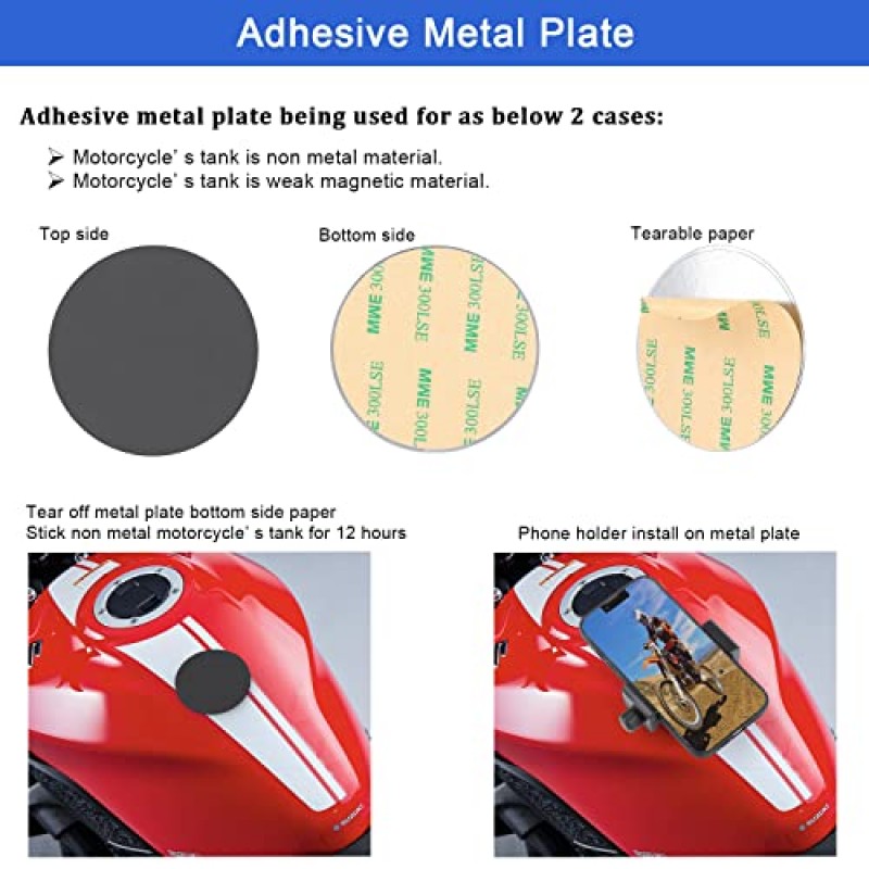 Mippko 자기 오토바이 휴대폰 홀더, 강력한 자기 유인 탱크, 미끄럼 방지 및 긁힘 방지, 3.5~7.5