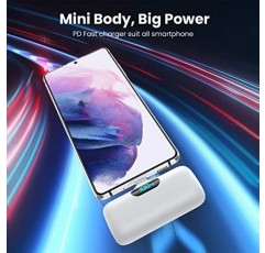 [2팩] 미니 휴대용 충전기 5000mAh 전원 은행, 3A PD USB C 휴대폰 휴대용 전원, LCD 디스플레이 배터리 팩, 안드로이드 폰/삼성 갤럭시 S22,S21/노트/모토/LG/픽셀/넥서스 요법과 호환 가능