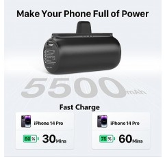 iPhone용 OHZHAO 보조베터리(2팩), 업그레이드된 5500mAh 휴대용 충전기 iPhone 고속 충전, 초소형 무선 iPhone 배터리 팩, iPhone 14/14 Pro Max/13/13 Pro/12/11 등용 휴대용 충전기