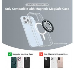 PROfezzion MagSafe용 얇은 금속 링 홀더, MagSafe 케이스가 포함된 iPhone 15 14 13 12 Pro Max Plus용 탈착식 가장 강력한 자기 휴대폰 그립 [일반 케이스 제외] [MagSafe 자동차 마운트 호환]