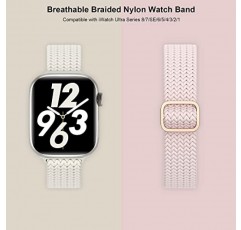 DYKEISS 4 팩 슬림 브레이드 솔로 루프 밴드 호환 Apple Watch 밴드 38mm 42mm 40mm 44mm 41mm 45mm 49mm, iWatch Ultra 시리즈 8/7/SE/6/5/4/3/2/1 여성 및 남성용 스트레치 나일론 탄성 얇은 스트랩