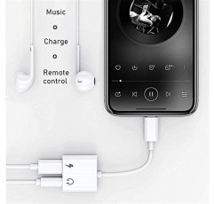 iPhone용 2팩 헤드폰 어댑터 [Apple MFi 인증], iPhone 액세서리용 2 in 1 Lightning-3.5mm AUX 오디오 + 충전기 분배기 동글 iPhone 13/12/11/XR/X/8/7과 호환 가능