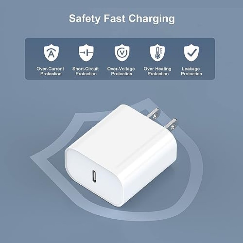 10FT iPhone 충전기 고속 충전, [Apple MFi 인증] 2팩 20W Type C 고속 충전 블록(2팩 포함) 10FT 긴 USB C-라이트닝 케이블 iPhone 14 13 12 11 Pro Max XS XR X 8, iPad와 호환 가능