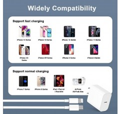 10FT iPhone 충전기 고속 충전, [Apple MFi 인증] 2팩 20W Type C 고속 충전 블록(2팩 포함) 10FT 긴 USB C-라이트닝 케이블 iPhone 14 13 12 11 Pro Max XS XR X 8, iPad와 호환 가능