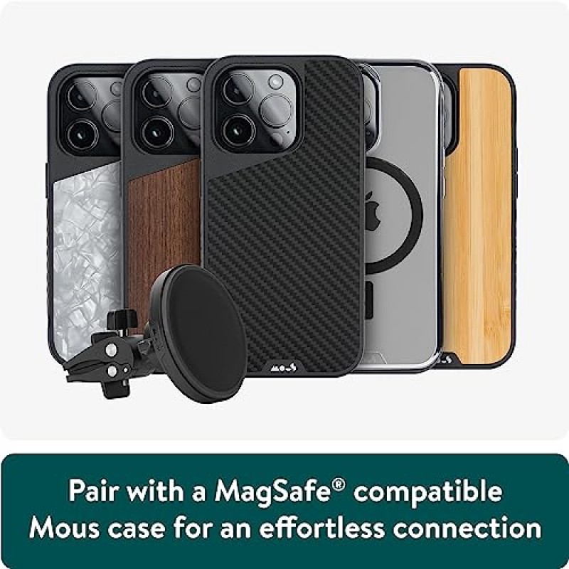 Mous - MagSafe 호환 벤트 마운트 - iPhone 14, iPhone 13, iPhone 12 시리즈 휴대폰용 MagSafe 차량용 마운트 - MagSafe 액세서리