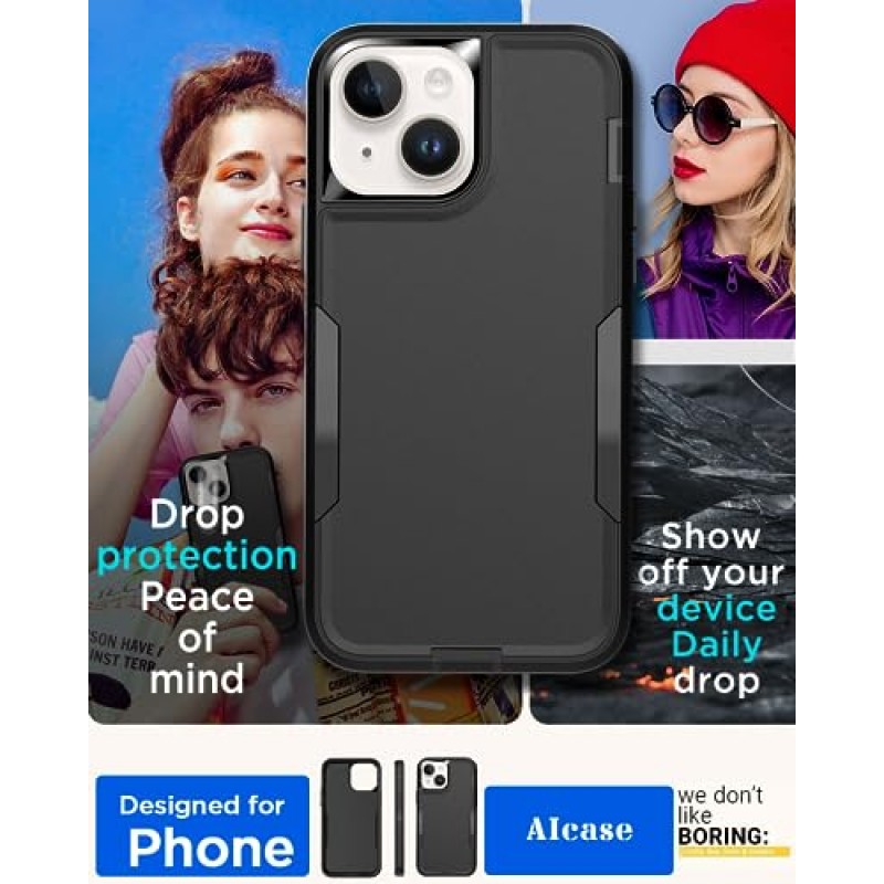 AICase iPhone 15 케이스와 호환 가능, 자기 차량 마운트 지원 ​​튼튼한 2겹 포켓 친화적인 내구성 군용 등급 보호 휴대폰 15 6.1인치용 충격 방지/낙하 방지 보호 커버_1