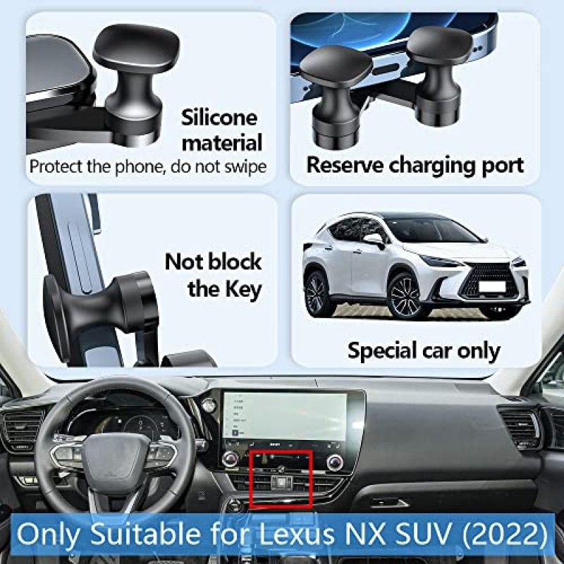 LUNQIN 자동차 전화 홀더 마운트 2022 2023 Lexus NX 350 350h 250 450h + SUV 자동차 액세서리 인테리어 장식 모바일 셀 스마트 폰 브래킷