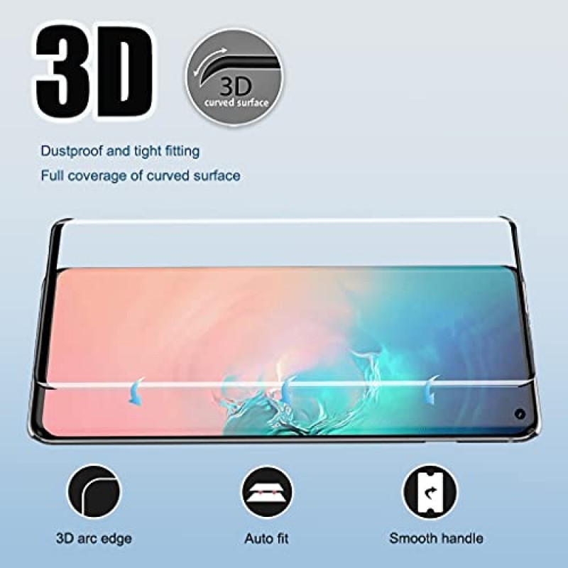 Micger Galaxy S10 Plus 화면 보호 필름, 강화 유리 화면 보호 필름 2팩, 카메라 렌즈 보호 필름 2팩【2+2팩】 간편한 설치, Samsung Galaxy S10 Plus용 3D 유리 9H 경도 강화 유리 화면 보호 필름