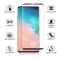 Micger Galaxy S10 Plus 화면 보호 필름, 강화 유리 화면 보호 필름 2팩, 카메라 렌즈 보호 필름 2팩【2+2팩】 간편한 설치, Samsung Galaxy S10 Plus용 3D 유리 9H 경도 강화 유리 화면 보호 필름