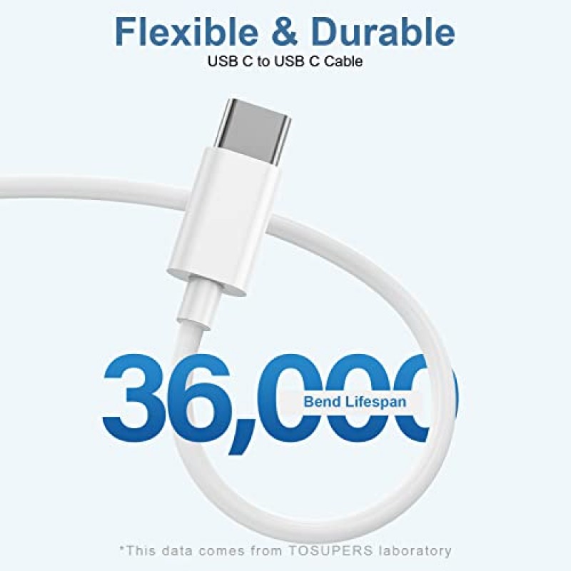 Apple USB C-USB C 충전 케이블 10피트 60W 3팩 [Apple MFi 인증], 긴 유형 C-유형 C 고속 충전기 코드 iPhone 15/15 Pro/15 Pro Max/15 Plus,iPad Pro, Air5, MacBook Air(화이트)와 호환 가능 )