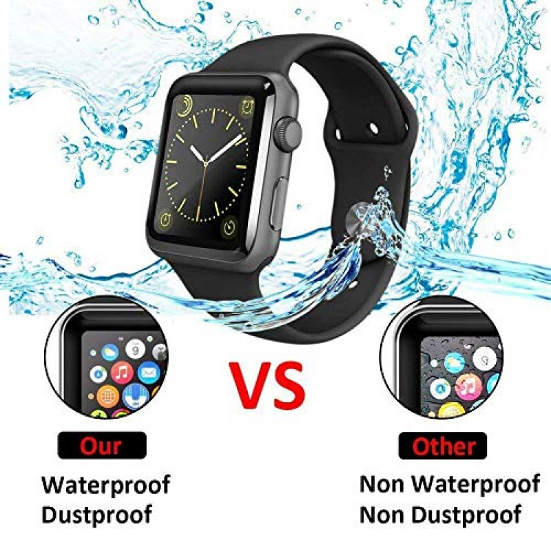 Anbobo 2 팩 Apple Watch 38mm 화면 보호기 시리즈 3 2 1, 강화 유리 38mm 화면 보호기, 기포 없는 3D 풀 커버리지 Apple iWatch 38mm 시리즈 3/2/1용 9H 긁힘 방지 HD 필름