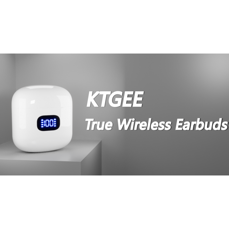 KTGEE 무선 이어버드, Bluetooth 5.3 헤드폰 충전 케이스 포함 40시간 재생 시간, iPhone용 마이크가 포함된 IPX5 방수 스테레오 이어폰 이어폰 안드로이드 휴대폰 스포츠 운동 게임, 화이트