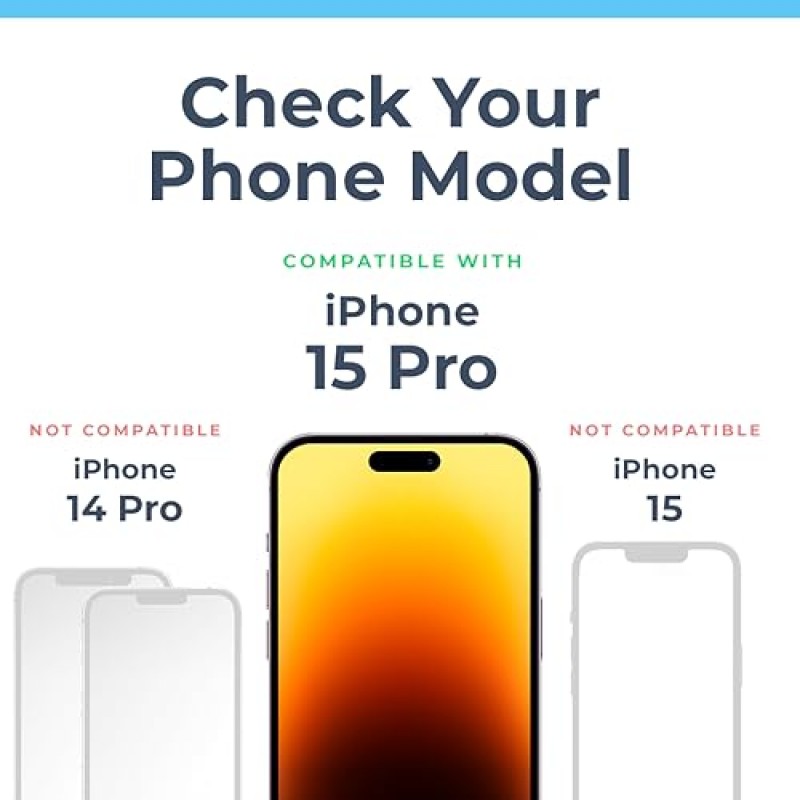 iPhone 15 Pro와 호환되는 전력 이론 개인 정보 보호 화면 보호기 강화 유리 스파이 방지 보호, [미국 암 학회 혜택], 9H 경도, 간편한 설치 키트, 케이스 친화적, 2팩