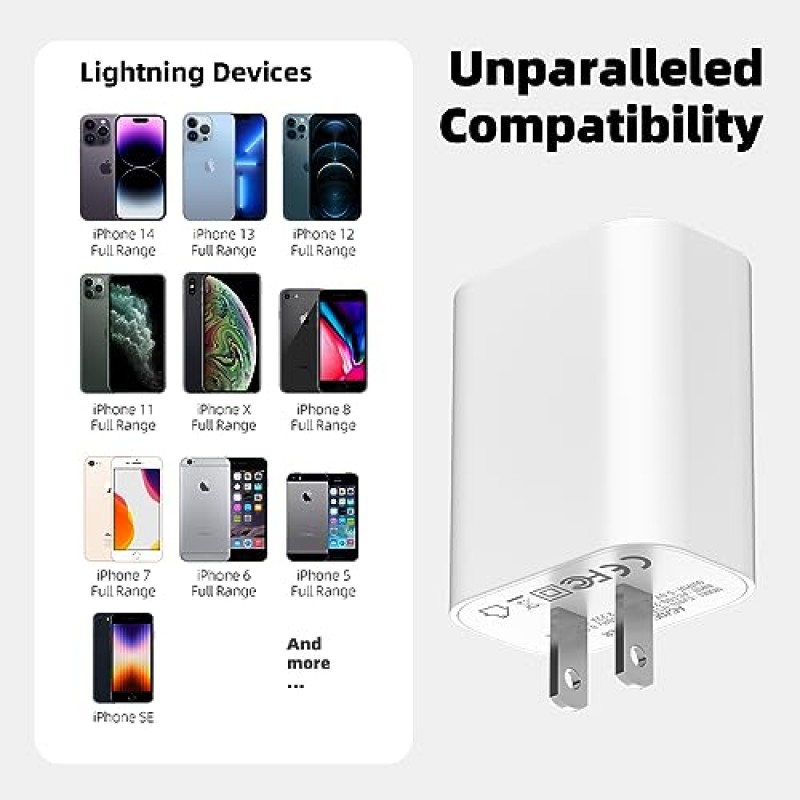 MenoSupp iPhone 충전기 고속 충전 MFi 인증 2팩 20W PD USB-C 벽면 충전기 및 6FT USB C-라이트닝 케이블 iPhone 고속 충전기 iPhone 14 13 12 11 X와 호환 가능 더보기