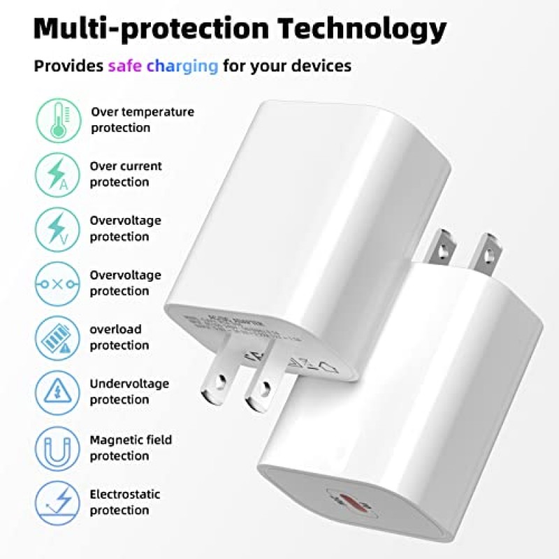 MenoSupp iPhone 충전기 고속 충전 MFi 인증 2팩 20W PD USB-C 벽면 충전기 및 6FT USB C-라이트닝 케이블 iPhone 고속 충전기 iPhone 14 13 12 11 X와 호환 가능 더보기