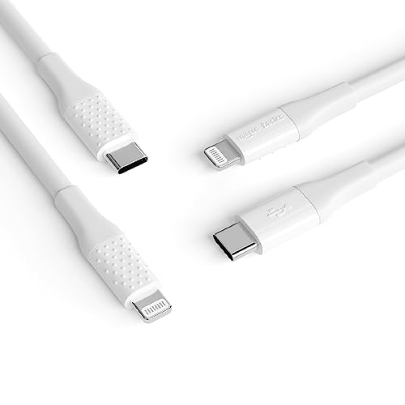 iPhone용 Amazon Basics Lightning-USB-C 케이블, 10피트, 흰색