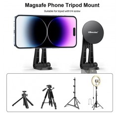 UBeesize 조정 가능한 자기 삼각대 마운트 어댑터, 필라이트 삼각대용 범용 iPhone 삼각대 마운트, Magsafe iPhone 14 13 12 Pro Max Plus, MagSafe 케이스 및 모든 휴대폰용 iPhone 삼각대 홀더