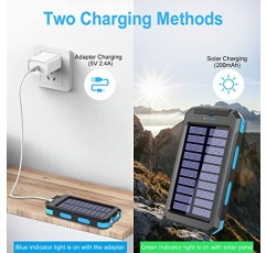 Saraupup 태양열 충전기 보조베터리, 38800mAh 휴대용 충전기 고속 충전기 듀얼 USB 포트 모든 휴대폰 및 전자 장치용 LED 손전등 및 나침반 내장