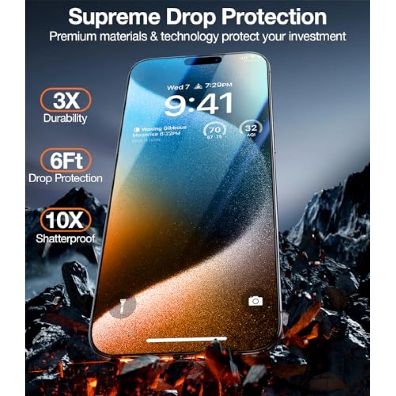 iPhone 15 Pro Max용 TORRAS Stealth 최적의 25° 스파이 방지 쉴드가 포함된 개인 정보 보호 화면 보호기 [눈부심 방지] iPhone 15 Pro Max 화면 보호기용 비산 방지 강화 유리 버블 프루프, 2팩