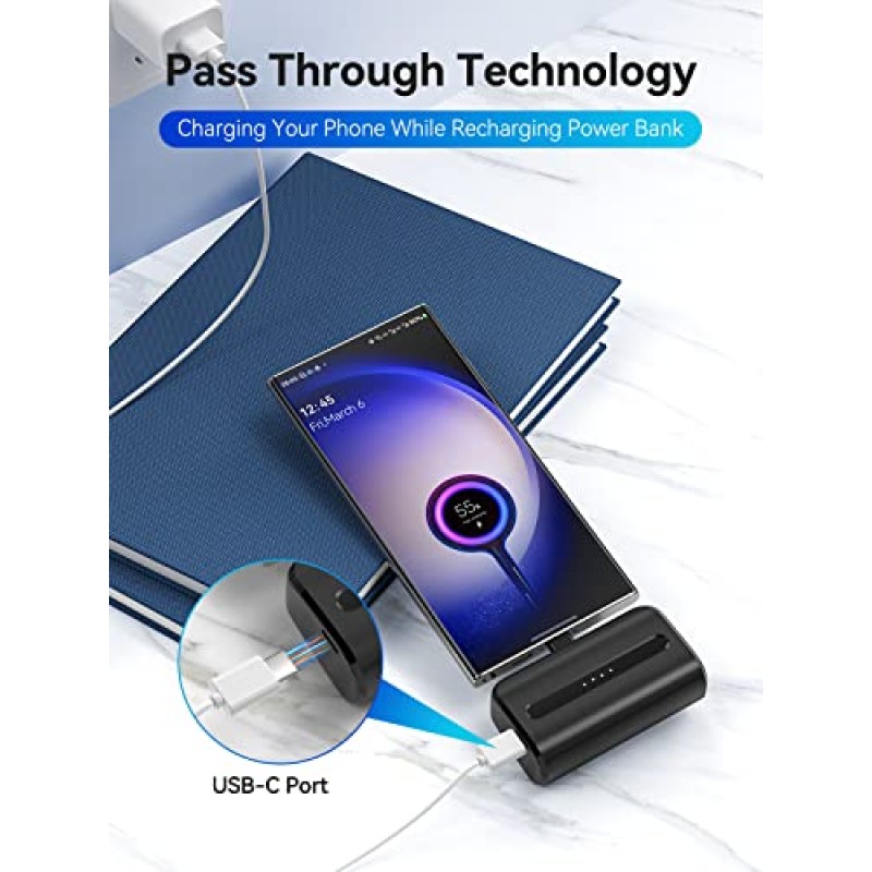 LVFAN USB C 휴대용 충전기, 6600mAh 미니 전원 은행 고속 충전, iPhone 15/15 Plus/15 Pro/15 Pro Max, Samsung S22/23 시리즈, Android 장치 등을 위한 휴대용 전화 충전기 백업 배터리