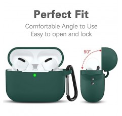 Airpod Pro 케이스 커버용 키체인 및 끈 액세서리가 포함된 Airpods Pro 2세대용 Lerobo 케이스, Apple Airpods Pro 2 케이스용 전체 보호 실리콘 스킨, [전면 LED 표시] 진한 녹색