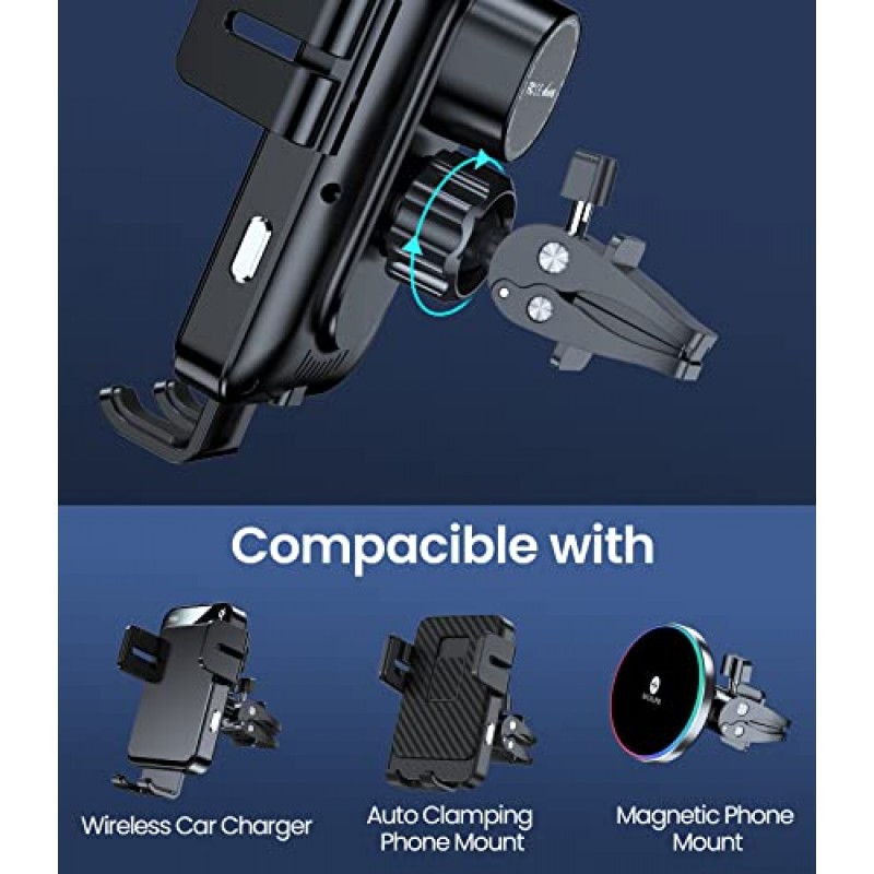 무선 차량용 충전기 및 차량용 마운트용 MOKPR 범용 에어 벤트 클립, 조인트 볼이 있는 대부분의 차량용 휴대폰 마운트 홀더용 초강력 흔들림 방지 벤트 그립 [직경 0.67인치(17mm)]