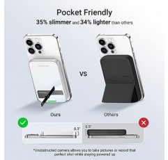 자기 무선 보조베터리, Cool Gadget 5000mAh 배터리 팩 USB-C 케이블을 이용한 무선 휴대용 충전기 PD 18W 고속 충전, iPhone 15/14/13/12 시리즈와 호환되는 미니 보조베터리, 미러 실버