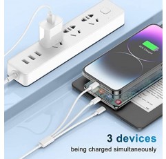 다중 충전기 케이블 6피트 2팩, 3 in 1 충전 코드, 범용 휴대폰 충전기, 다중 충전기 전선 USB-A - Lightning/USB 유형 C/마이크로 USB 커넥터(휴대폰, 태블릿 등)(충전 전용)