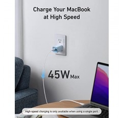 Anker 47W USB C 충전기(나노 3), iPhone 15/15 Plus/15 Pro/15 Pro Max/14, Galaxy, Pixel 4/3, iPad/iPad Mini용 2포트 소형 접이식 GaN 고속 충전기(케이블은 포함되지 않음) - 검은색