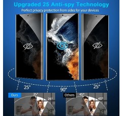 Arshek [2+1 팩] Galaxy S22 Ultra 개인 정보 보호 화면 보호기, 지문 잠금 해제, 긁힘 방지, Samsung Galaxy S22 Ultra 5G 강화 유리 카메라 화면 보호기용 HD 투명 스파이 방지 필름