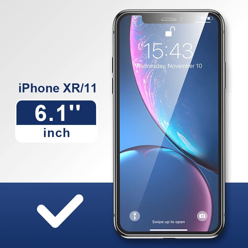 iPhone XR/iPhone 11용 ImpactStrong 개인 정보 보호 유리 화면 보호기 [6.1인치] [쉬운 설치 키트] [9H 경도]가 포함된 긁힘 방지 고강도 강화 유리 화면 보호기, 케이스 친화적 - 2팩