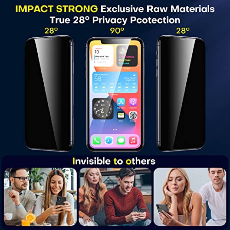 iPhone XR/iPhone 11용 ImpactStrong 개인 정보 보호 유리 화면 보호기 [6.1인치] [쉬운 설치 키트] [9H 경도]가 포함된 긁힘 방지 고강도 강화 유리 화면 보호기, 케이스 친화적 - 2팩