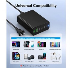 USB C 고속 충전기 100W GaN 소형 USB C 충전 스테이션 6 포트 USB 유형 C 충전 블록 허브 전원 스트립, 4 PD USB C 2 QC USB A 벽 충전기 iPad iPhone 15 14 13 12 11 Pro Max Pixel Note Galaxy