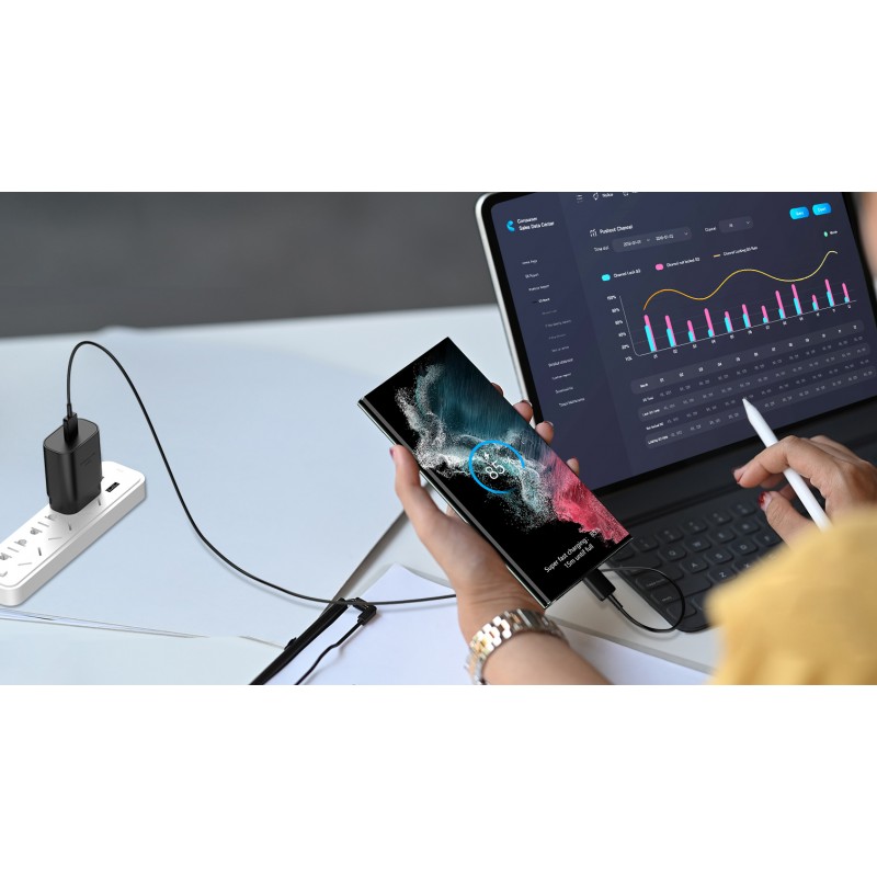 고속 충전기 유형 C 25W 안드로이드 휴대폰 충전기 USB C 블록, 삼성 갤럭시 S23 Ultra/S23/S23+/S22/S22 Ultra/S22+/S21/S20/Note 10/20, Z Fold/용 10FT C-C 유형 고속 충전 케이블 플립, 3팩