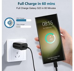 고속 충전기 유형 C 25W 안드로이드 휴대폰 충전기 USB C 블록, 삼성 갤럭시 S23 Ultra/S23/S23+/S22/S22 Ultra/S22+/S21/S20/Note 10/20, Z Fold/용 10FT C-C 유형 고속 충전 케이블 플립, 3팩