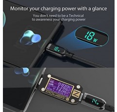 SOOPII 100W 1피트 USB C-USB C 케이블 고속 충전, lPhone 15/15 Pro/15 Plus/15 Pro Max, iPad Air, MacBook Pro, Samsung Galaxy S23/S22, Pixel, LG(검은색)용 LED 디스플레이가 있는 나일론 편조 케이블