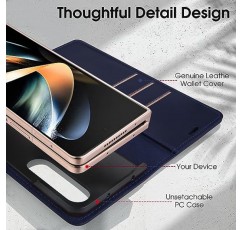 Caislean for Samsung Galaxy Z Fold 5 케이스 - 정품 가죽 지갑 케이스(S 펜 홀더 포함) 카드 홀더 - RFID 차단 자기 마감 플립 접이식 휴대폰 커버 Galaxy Z Fold 5-블루와 호환 가능