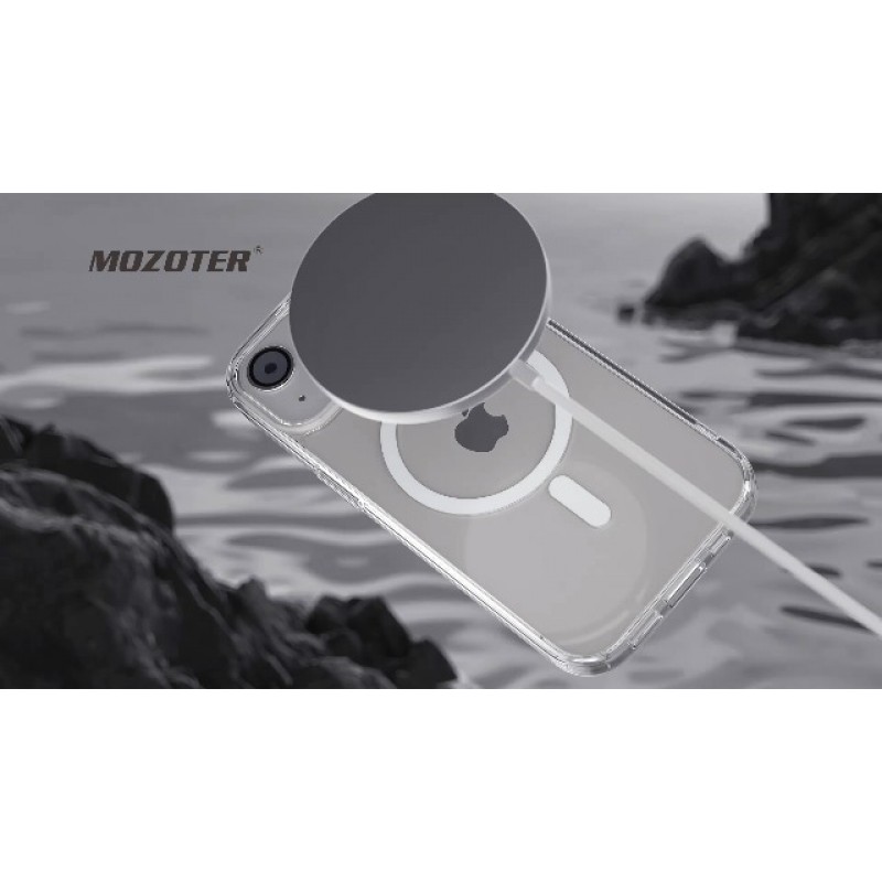 MOZOTER 마그네틱 for iPhone 15 케이스 투명,[Magsafe와 호환 가능] [2*유리 화면 보호기] [군용 낙하 방지] [황변 방지] 슬림하고 얇은 충격 방지 휴대폰 케이스 6.1인치-투명