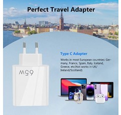 유럽 ​​USB 충전기 6.6A, LiFiYiRc PD20W&QC3.0 고속 충전 멀티 포트, USB C 2개 3 USB A 유럽 플러그 iPhone 14 13 12 11 Pro Max XS XR X SE 8 Plus, Samsung S22 S21 A13, 기타 휴대폰과 호환 가능