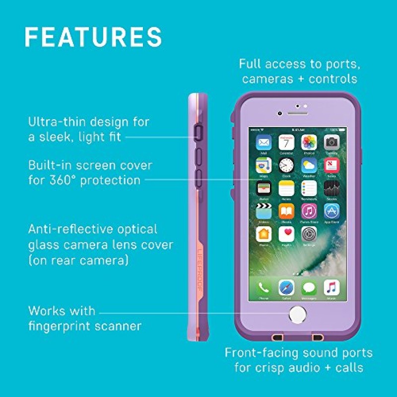 LifeProof iPhone SE(2세대 - 2020) 및 iPhone 8/7(NOT PLUS) FRĒ 시리즈 케이스 - NIGHT LITE(블랙/라임), 방수 IP68, 화면 보호 장치 내장, 포트 커버 보호, MagSafe에 고정