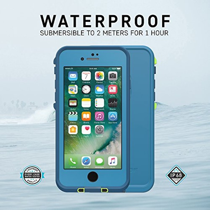 LifeProof iPhone SE(2세대 - 2020) 및 iPhone 8/7(NOT PLUS) FRĒ 시리즈 케이스 - NIGHT LITE(블랙/라임), 방수 IP68, 화면 보호 장치 내장, 포트 커버 보호, MagSafe에 고정