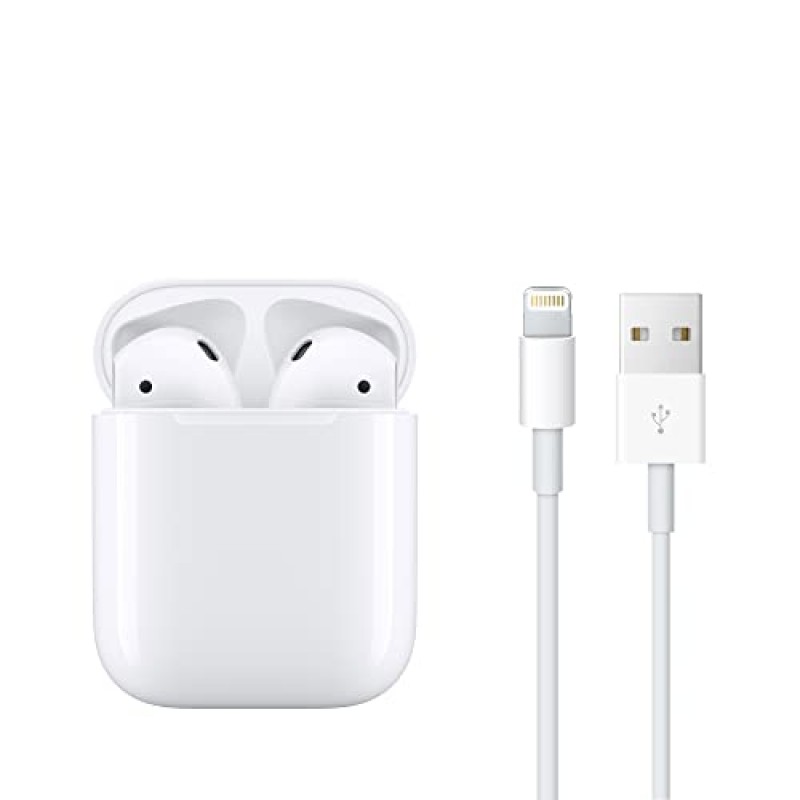 Apple AirPods(2세대) 무선 이어버드(Lightning 충전 케이스 포함). 24시간 이상의 배터리 수명, 손쉬운 설정. iPhone용 블루투스 헤드폰