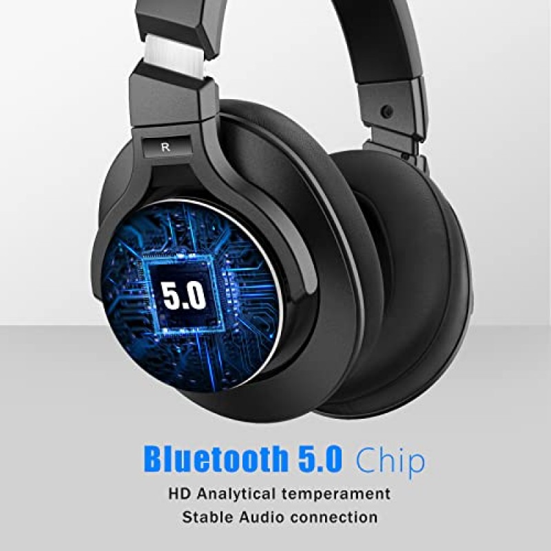 Srhythm NC75 Pro 소음 차단 헤드폰 Bluetooth 5.0 무선, 40H 재생 시간 헤드셋, 마이크 포함, TV/PC/휴대폰용 고속 충전