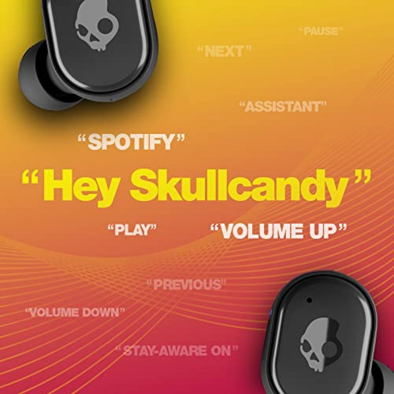 Skullcandy Grind 인이어 무선 이어버드, 40시간 배터리, Skull-iQ, Alexa 지원, 마이크, iPhone Android 및 Bluetooth 장치와 작동 - 트루 블랙