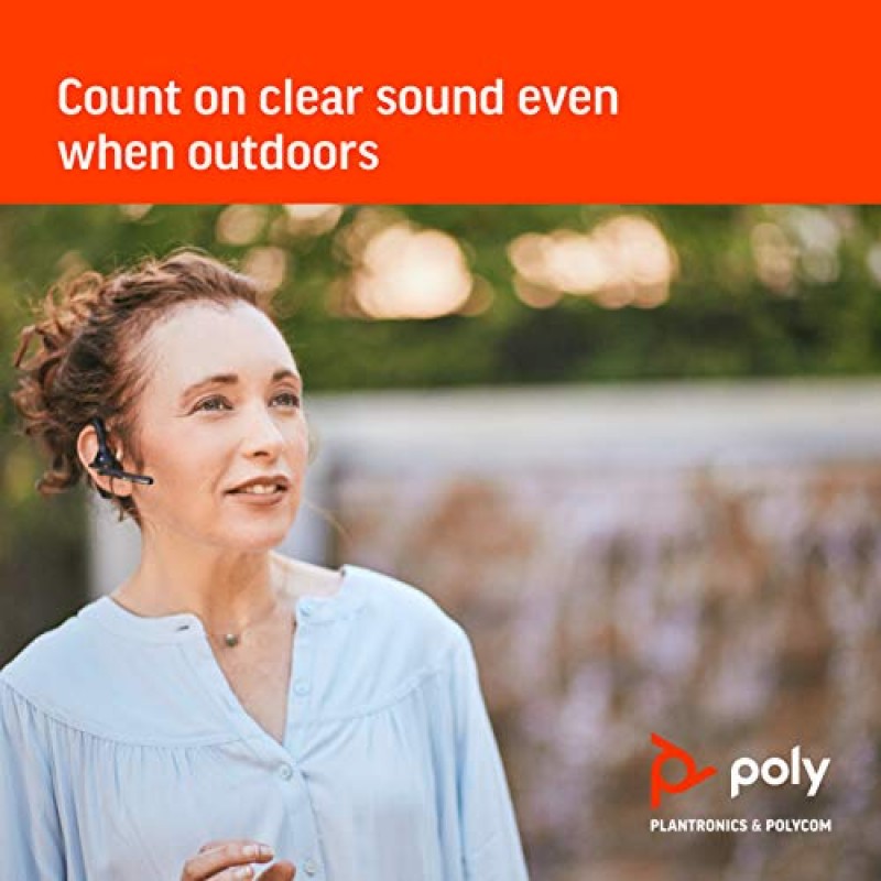 Poly Voyager 5200 무선 헤드셋(Plantronics) - 소음 제거 마이크가 장착된 단일 이어 Bluetooth 헤드셋 - 인체공학적 디자인 - 음성 제어 - 경량 - Bluetooth를 통해 모바일/태블릿에 연결